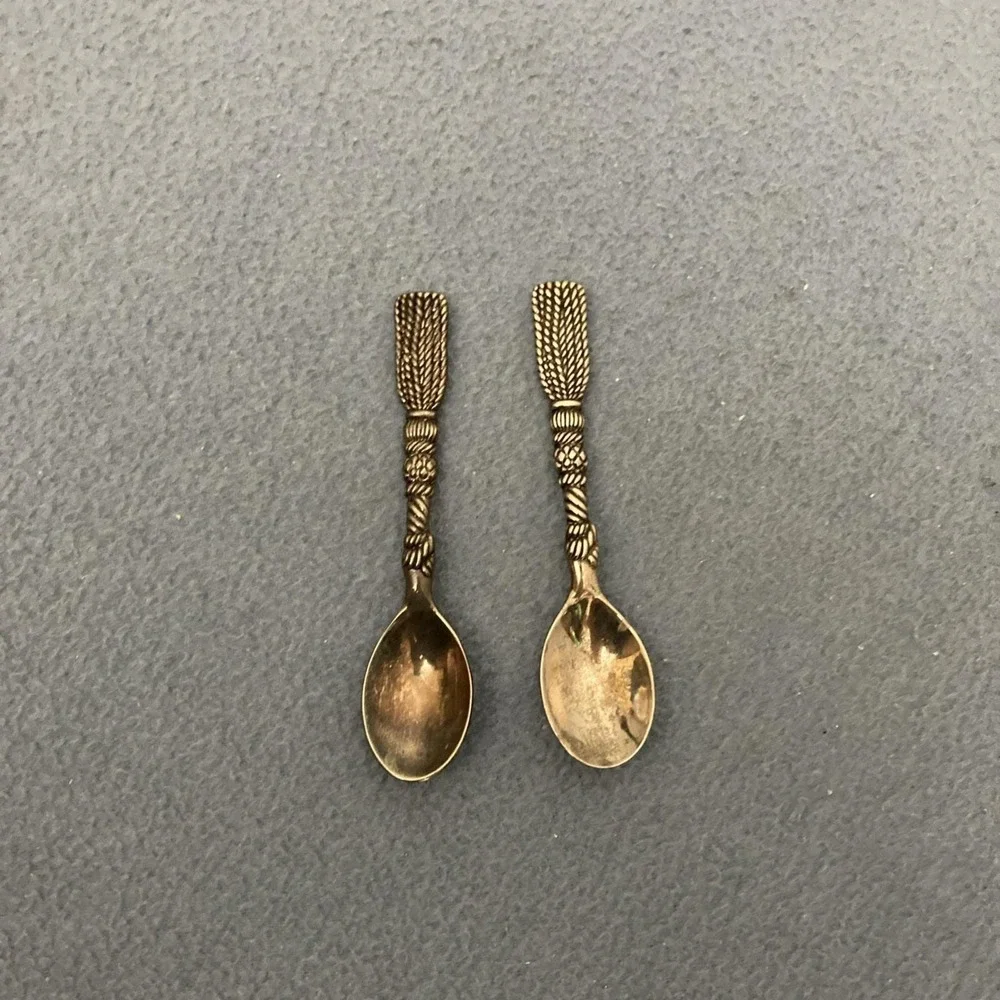 Silea Cartizone Silver Plated 4 in Coffee Spoons Twisted Rope Design - Set of 2‎